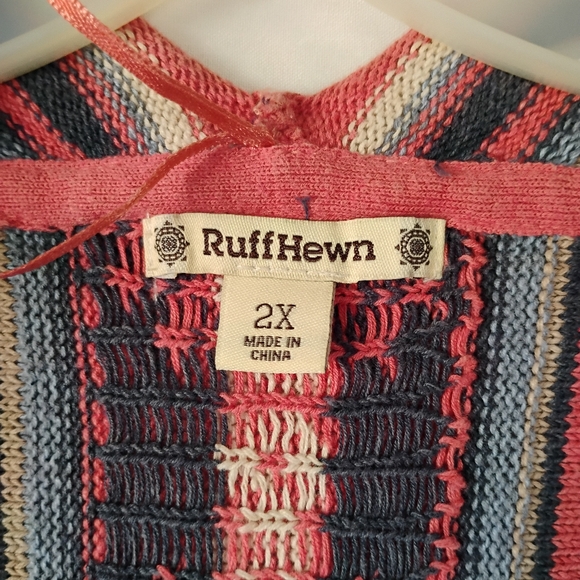 Ruff Hewn Colorful Knit Vest Poncho Boho Festival Style Geometric Aztec Pattern - Picture 13 of 16